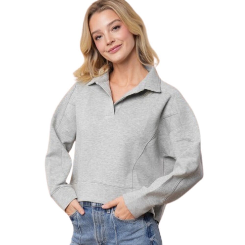 ✨5/$25✨Solid‎ Collar Pullover in Grey
